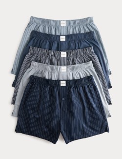 5 Pack Pima Cotton Rich Striped Woven Boxers