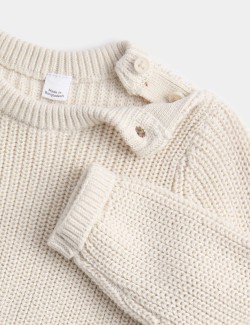 Dvoudílný pruhovaný pletený outfit z čisté bavlny (0–12 měsíců)