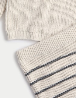 Dvoudílný pruhovaný pletený outfit z čisté bavlny (0–12 měsíců)