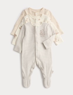 3 Pack Pure Cotton Winnie the Pooh™ Sleepsuits (0-3 Yrs)