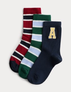3pk Cotton Rich Ankle Socks (6 Small - 7 Large)