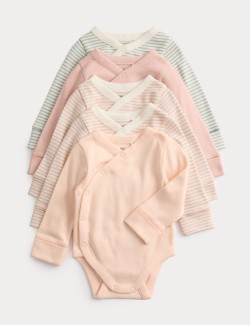 5pk Pure Cotton Striped Bodysuits (0 Mths-3 Yrs)