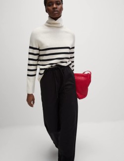 Denim Drawstring Wide-Leg Trousers