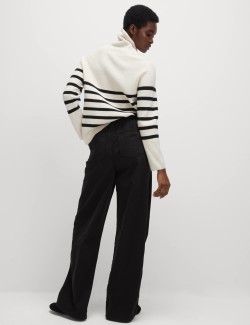 Denim Drawstring Wide-Leg Trousers