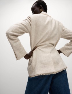 Linen Rich Melange Frayed Edge Blazer