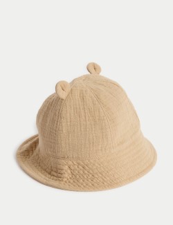 Kids' Pure Cotton Bear Sun Hat (0-3 Yrs)
