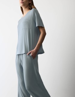 Spodní díly žerzejových pyžam s širokými nohavicemi