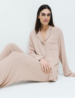 Pyžamová souprava s žebrováním