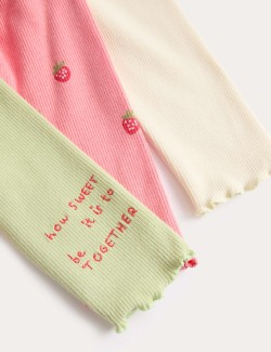 Topy s motivem jahod, s vysokým obsahem bavlny, 3 ks (0–3 roky)