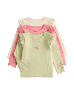 Topy s motivem jahod, s vysokým obsahem bavlny, 3 ks (0–3 roky)