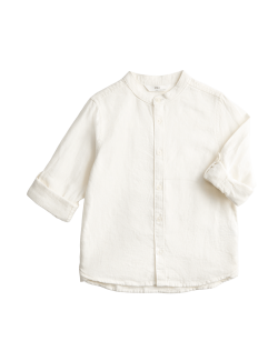 Košile bez límečku, s vysokým podílem lnu (2–8 let)