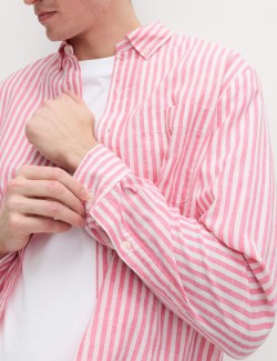 Linen Cotton Blend Striped Shirt
