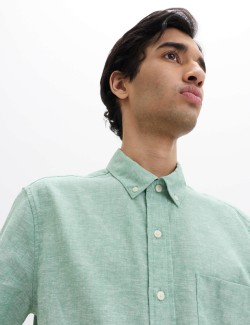 Tričko s krátkým rukávem, normální střih, s bohatým podílem lnu