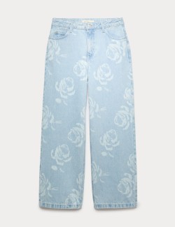 Pure Cotton Floral Print Jeans (6-16 Yrs)