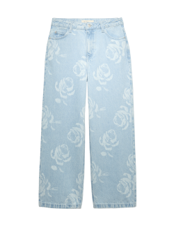 Pure Cotton Floral Print Jeans (6-16 Yrs)