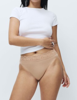 5pk Cotton Lycra & Lace Knickers