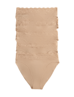 5pk Cotton Lycra & Lace Knickers