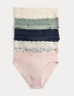 5pk Cotton Rich Printed High Leg Knickers