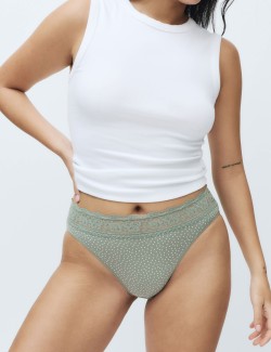 5pk Cotton Rich Printed High Leg Knickers