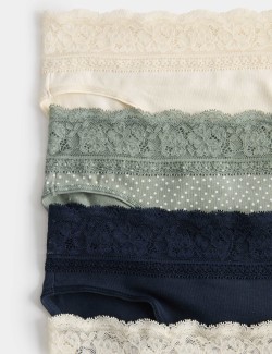 5pk Cotton Rich Printed High Leg Knickers