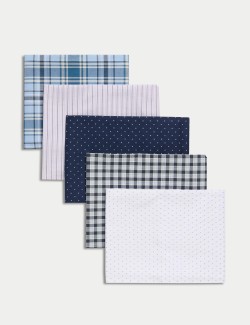 5pk Pure Cotton Patterned Handkerchiefs