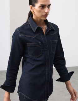 Cotton Rich Denim Fitted Shirt