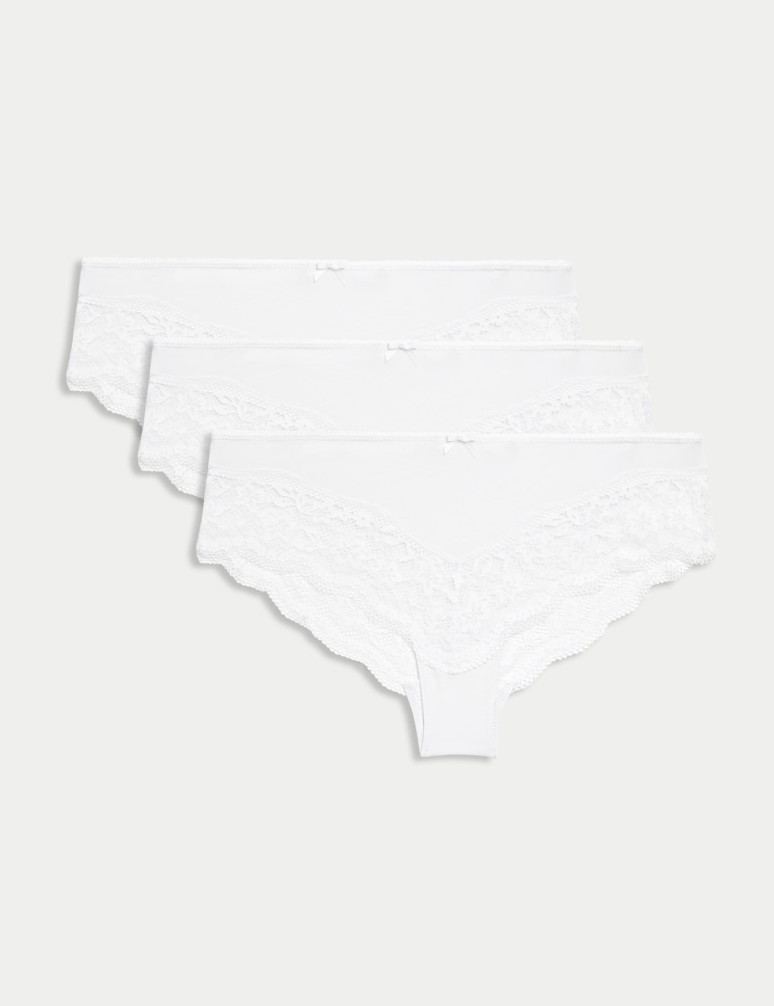 3pk Lace Trim Brazilian Knickers