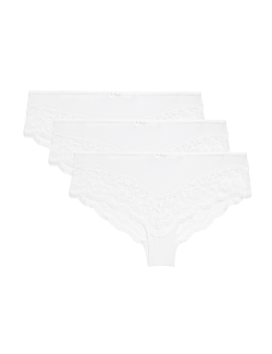 3pk Lace Trim Brazilian Knickers