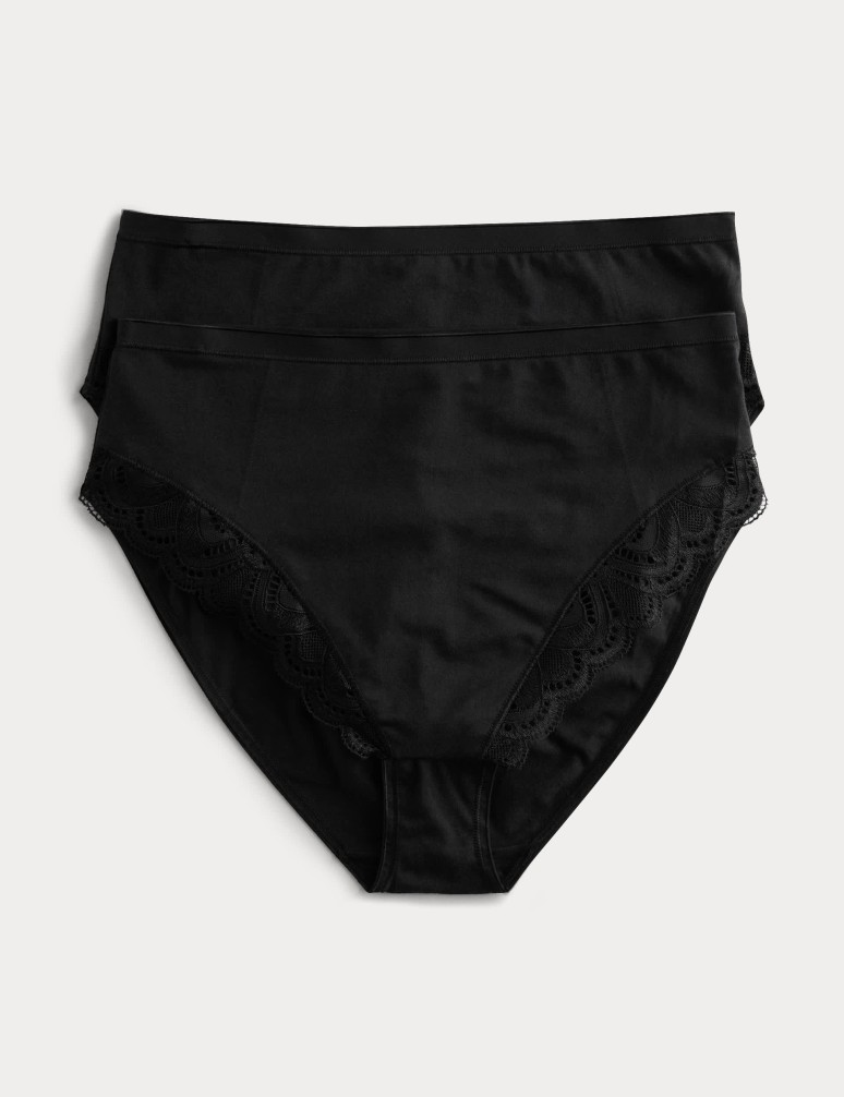 2pk Amelia Lace Cotton Rich Shaping Knickers