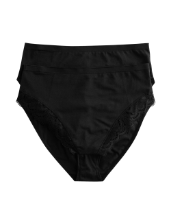2pk Amelia Lace Cotton Rich Shaping Knickers