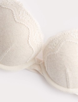 Lotta Cotton Rib Wired Push Up Plunge Bra (A-E)
