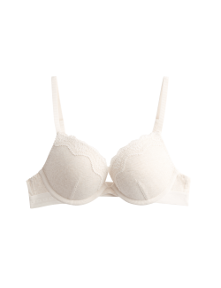 Lotta Cotton Rib Wired Push Up Plunge Bra (A-E)