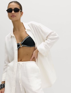 Plážová košile z dvojité tkaniny, z čisté bavlny