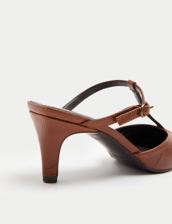 Kožené krokodýlové pantofle na nízkém podpatku s T-páskem