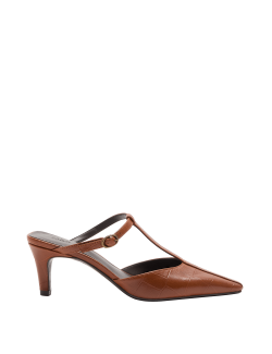 Kožené krokodýlové pantofle na nízkém podpatku s T-páskem