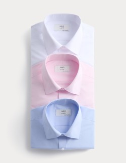 3pk Slim Fit Easy Iron Long Sleeve Shirts