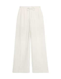 Plážové kalhoty se stahovací šňůrkou, z čisté bavlny