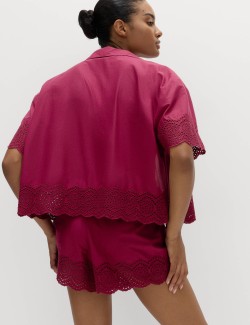 Plážová košile z čisté bavlny s prostřihovaným zdobením a zapínáním vpředu