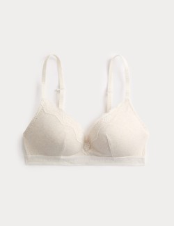 Lotta Cotton Blend Rib Non Wired Plunge Bra (A-E)