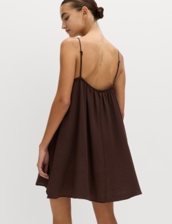 Tie Front Strappy Mini Slip Dress