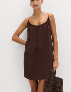 Tie Front Strappy Mini Slip Dress