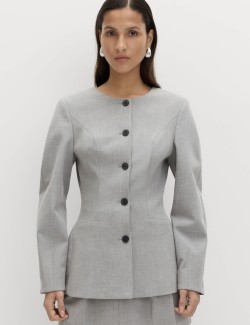 Tailored Hourglass Collarless Cinched Waist Jacket