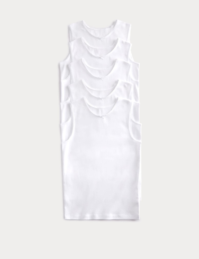 5 Pack Pure Cotton Bow Vests (2-14 Years)