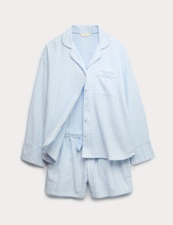 Pure Cotton Gingham Revere Shortie Set