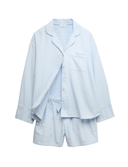 Pure Cotton Gingham Revere Shortie Set
