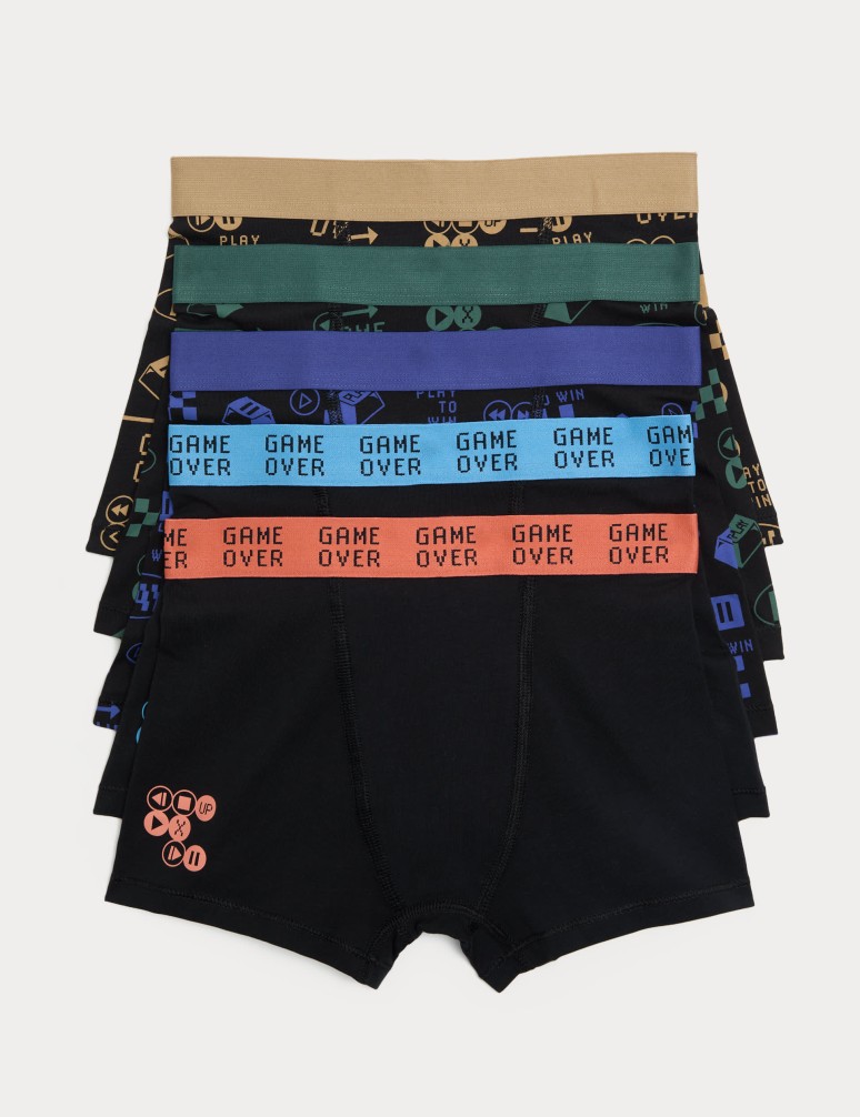 5 Pack Cotton Rich Gaming Trunks (5-16 Yrs)
