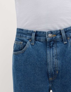 Straight Fit Pure Cotton Flat Front Jeans