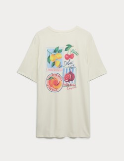 Tričko volného střihu s grafikou ovoce z modalové bavlny