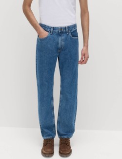 Straight Fit Pure Cotton Flat Front Jeans