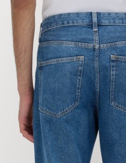 Straight Fit Pure Cotton Flat Front Jeans